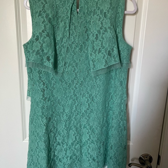 WOMEN’S BCBG MAX AZRIA LIGHT GREEN LACE MINI DRESS Cotton Blend Sz M - Picture 2 of 16